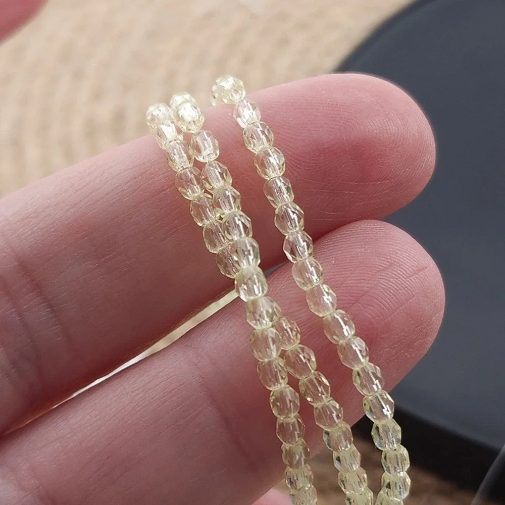 50pcs Vaseline Uranium Glass Beads 3mm Faceted Light Yellow Czech‎ UV